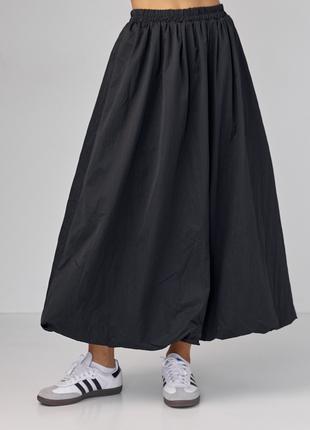 Длинная юбка А-силуэта с резинкой на талии - черный цвет, M