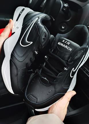 Мужские кроссовки Nike Air Monarch чёрные с белым