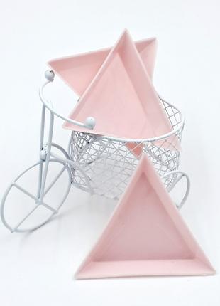 Пластиковый треугольный лоток для страз розовый 1 шт