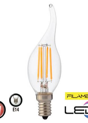 Лампа светодиодная "Filament flame - 6" 6W свеча на ветру Е14 ...