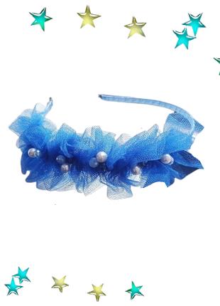 Святковий обруч для волосся дитячий Fashion фатин синій