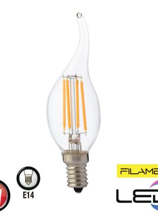Світлодіодна лампа "Filament flame - 4" 4W свічка на вітрі Е14...