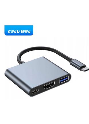 Адаптер HUB 3in1 USB-C to USB 3.0/HDMI/USB-C для Nintendo Switch