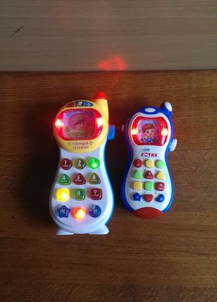 Детские развивающиеся интерактивные умные телефоны-2шт. РАБОЧИЕ