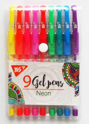 Набір гелевих ручок YES "Neon" 9 шт.