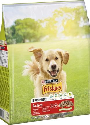 Сухой корм для взрослых активных собак Friskies Active с говяд...