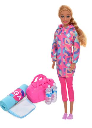 Детская кукла Спортсменка DEFA 8477 сумочка, коврик для йоги, ...