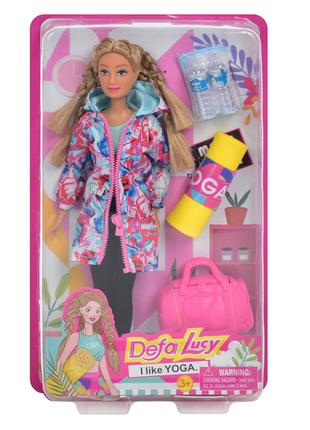 Детская кукла Спортсменка DEFA 8477 сумочка, коврик для йоги, ...