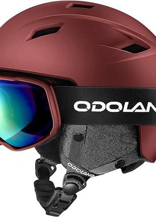 Лыжный шлем Odoland с лыжными очками, противоударный, ветрозащ...