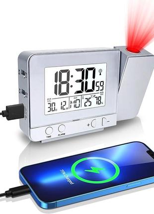 Проекционный будильник — цифровые часы-проектор с поворотным п...