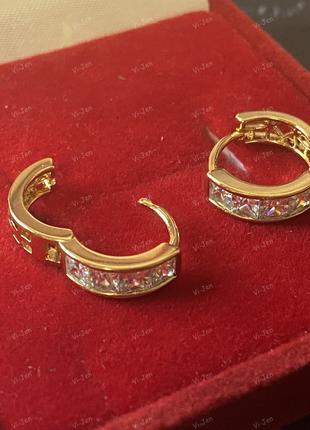 Женские позолоченные серьги-кольца (конго) Xuping с камнями по...