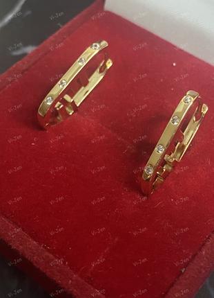 Женские серьги-кольца (конго) Xuping позолоченные с камнями по...