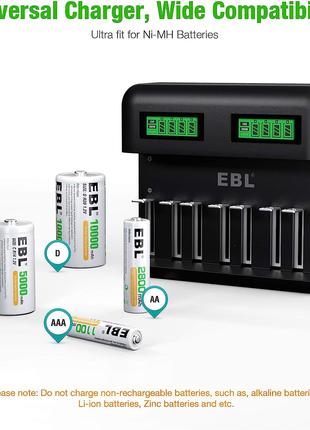 Зарядное устройство для аккумуляторных батарей EBL LCD для NiMH C