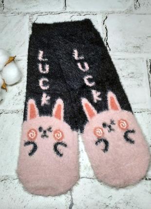 Женские носки термоноски кашемир норка с рисунком зайчик