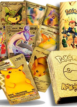 Карточки покемон,pokemon карты колекционные,золотые 55шт