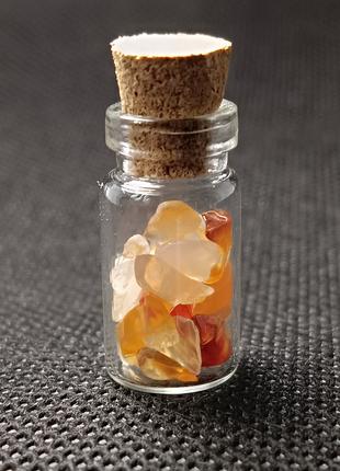 Червоний Агат, Сердолік, натуральний камінь у пляшечці 2 см, для