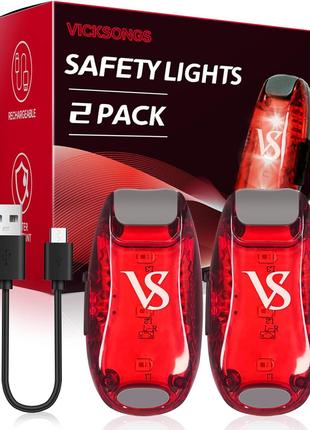 VICKSONGS 2 шт. Светодиодные защитные огни USB перезаряжаемый ...