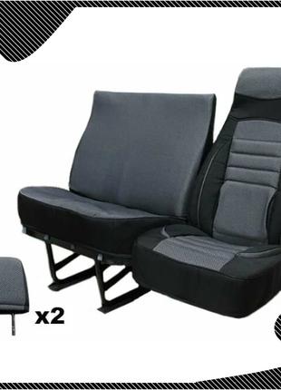 Чехлы на сиденья авто ГАЗ Газель (1+2) PILOT черно-серые
