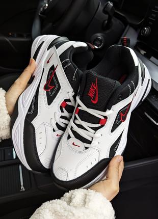 Мужские кроссовки Nike M2K Tekno белые с чёрным/красным