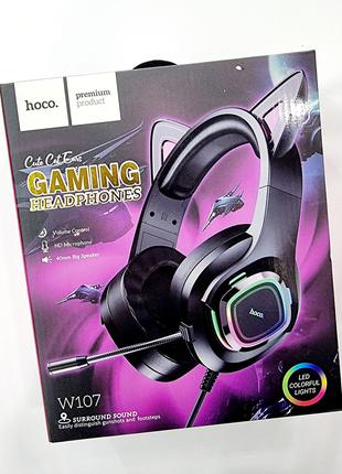 Ігрові геймерські навушники з вушками HOCO W107 накладні з мік...