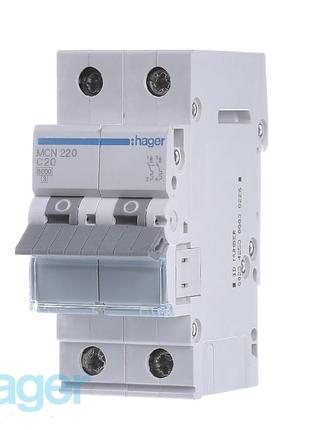 Автоматичний вимикач 2P In=20A «C» 6kA 1м. MCN220 Hager