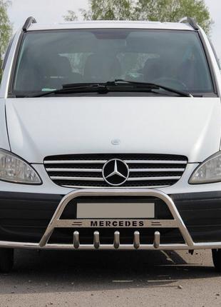 Кенгурятник WT004-Plus с усами (нерж.) для Mercedes Vito W639 ...