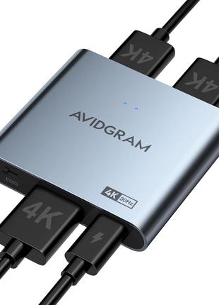 HDMI Splitter 1 в 2 Out 4K, AVIDGRAM HDMI 2-портовый разветвит...