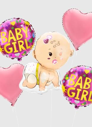 Набір повітряних кульок "Baby girl" GS52711 Різнокольоровий (2...