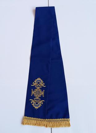 Закладка для Святого Евангелия из габардина 155*13см (синяя)