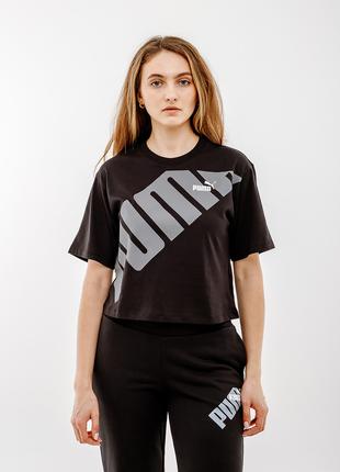 Женская Футболка Puma POWER Cropped Tee Черный S (7d67789601 S)