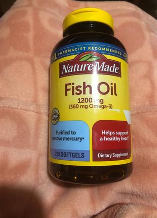 Риб'ячий жир, Омега 3, Fish Oil, Nature Made, 1200 мг, 200 капсул