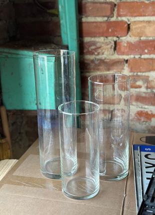 Вази скляні (циліндр) ваза скляна 38 см, 31,5 см, 26 см