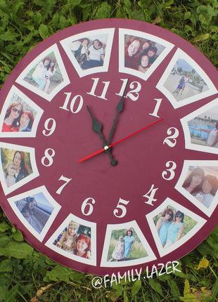 Настінний годинник із гравіюванням, Годинник 04 з Вашими фото/...