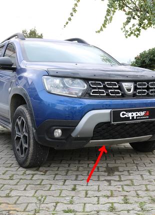 Накладка на передний бампер нижняя(ABS, серая) для Dacia Duste...