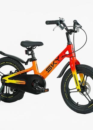 Детский магниевый двухколесный велосипед Corso Sky 16" дисковы...