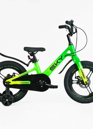 Детский магниевый двухколесный велосипед Corso Sky 16" дисковы...
