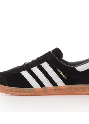 Чоловічі кросівки Adidas Hamburg Black S76696 White, замшеві к...