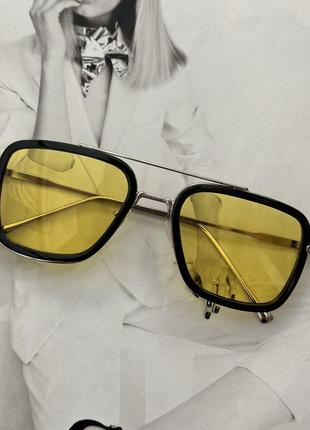 Солнцезащитные очки Тони Старка Жёлтый в серебре (096576)