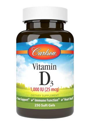 Вітамін D3 Carlson Labs Vitamin D3 1000 IU (25 mcg) 250 softgels