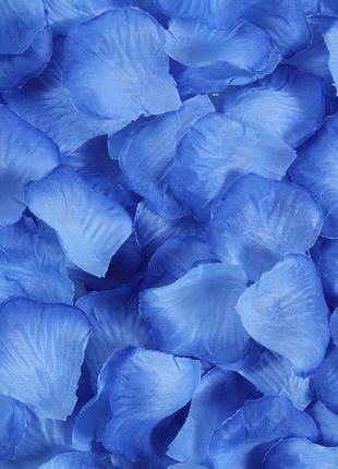 Искусственные лепестки роз 100 штук 50 на 45 мм сине-голубой