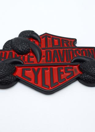 Эмблема Harley Davidson (металл, чёрный+красный, матовый+глянец)