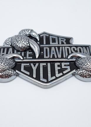 Эмблема Harley Davidson (металл, хром+чёрный, глянец)