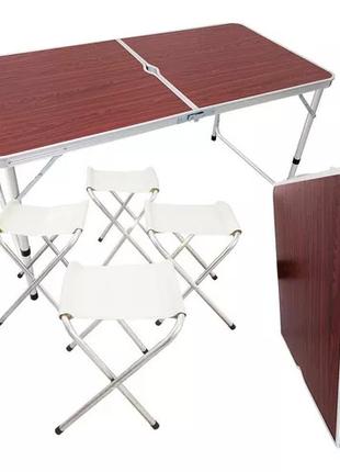 Стіл та стільці для пікніка Folding Table Темне дерево