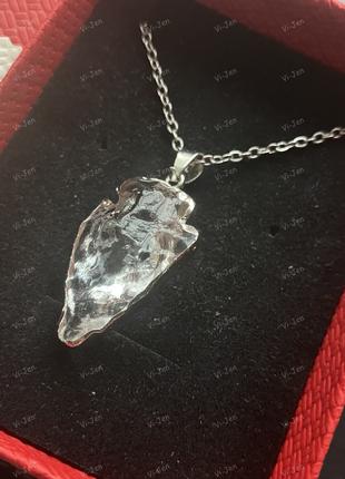 Натуральный камень кварц кулон у формі кристала треугольника п...
