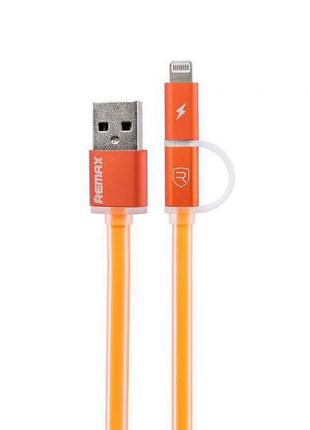 Combo 2-in-1 кабель Lightning/micro USB, 1м orange Aurora Comb...