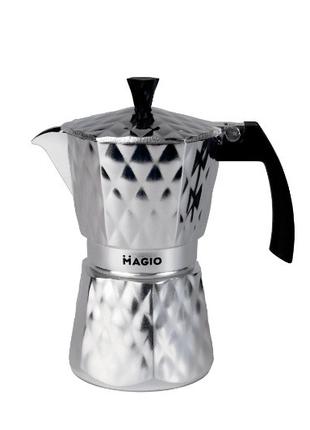 Гейзерная кофеварка Magio MG-1004 300 мл 6 чашек серебристая