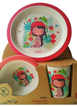 Детский набор посуды Fissman Девочка FS-9495 3 предмета красный