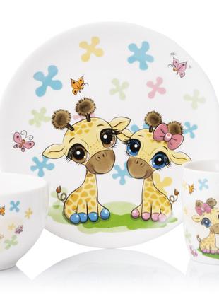 Набір дитячого посуду Ardesto Baby giraffes AR-3452-GS 3 предмети
