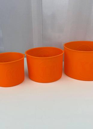 Набор силиконовых форм для выпечки пасхи 6750 3 предмета оранж...