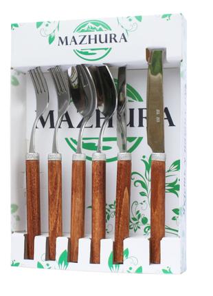 Набор столовых приборов Mazhura Wood Walnut MZ-505661 6 предметв